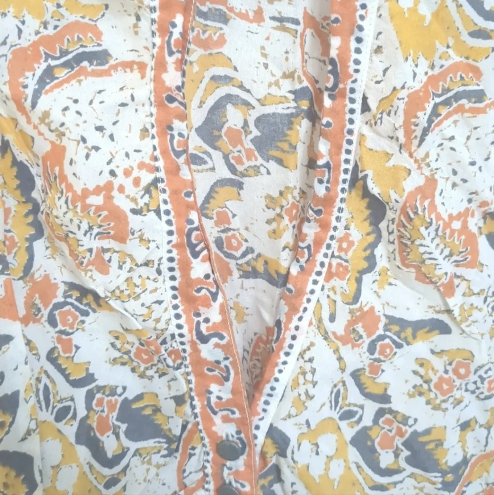 Free People orange white sun open back long sleeve dressBoho flounce sz XS. - Picture 8 of 8
